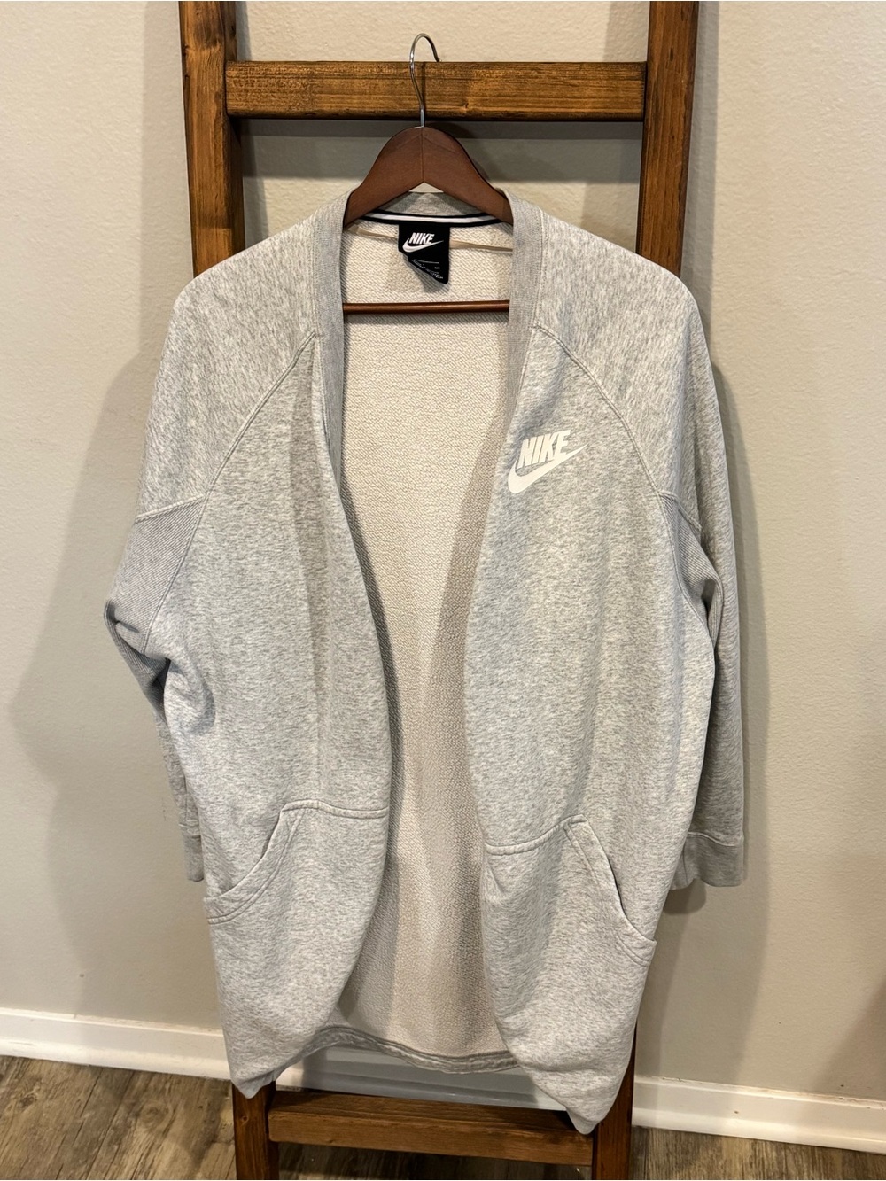 Nike Light Gray Open Cardigan with White Swoosh